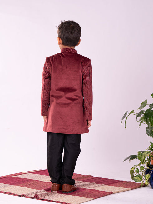 Boy's' Maroon Sherwani Set